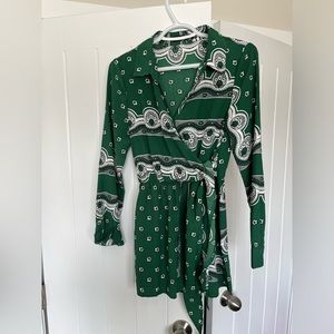 Missguided green paisley romper